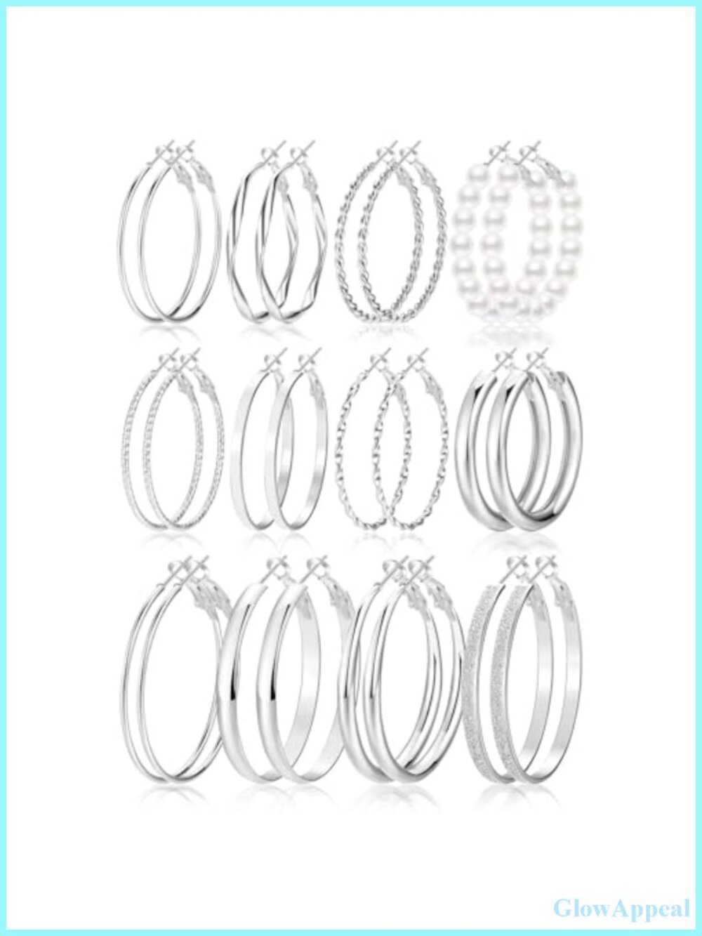 12 Pairs Gold Hoop Earrings Set, Hypoallergenic, 40mm/50mm, Alloy, Fashion